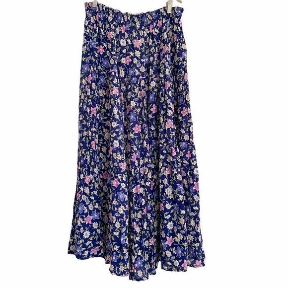 Vintage Skirts Vintage Indira Maxi Broomstick Skirt Floral Rayon